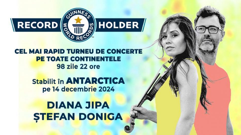 Violonista Diana Jipa și pianistul Ștefan Doniga au reușit o performanță fără precedent: cel mai rapid turneu de concerte pe toate cele șapte continente, stabilind astfel un record mondial omologat oficial de Guinness World Records.