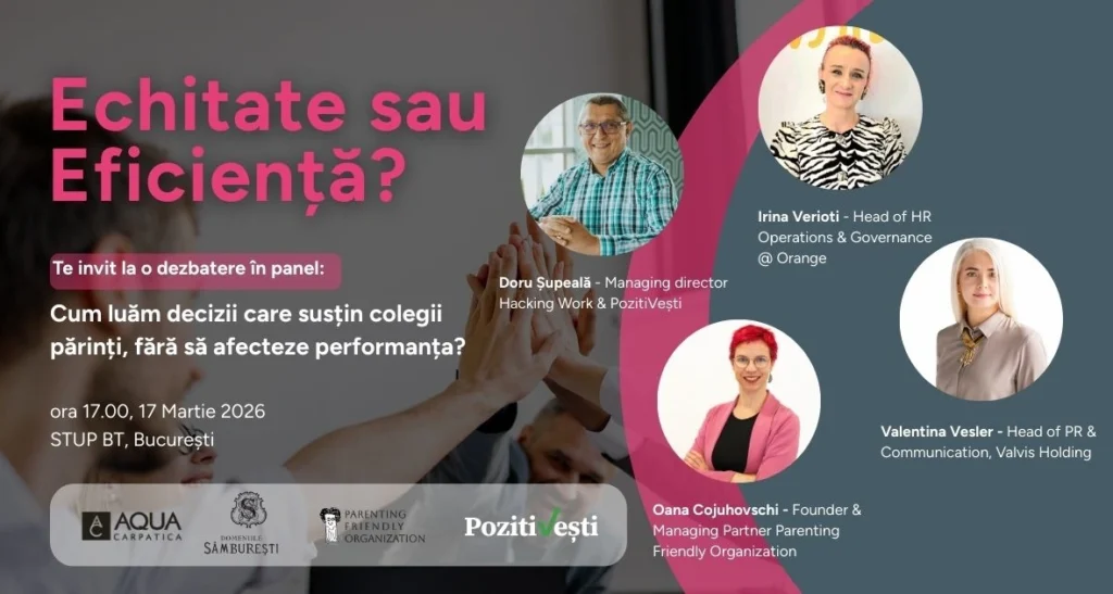 Parenting Friendly Organization, prima inițiativă de acest gen din România, se lansează pe 17 martie la București